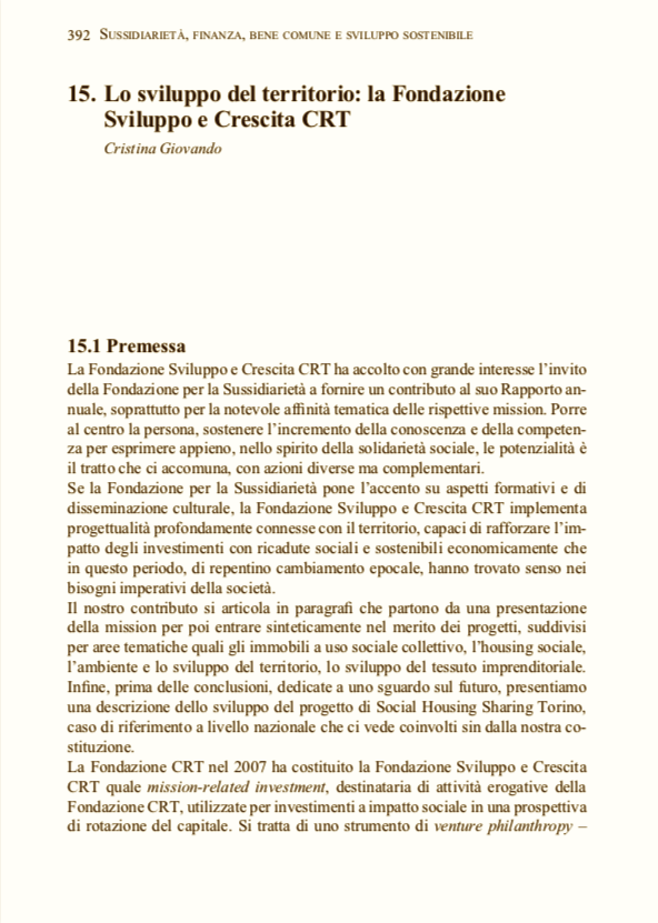 Fondazione per la Sussidiarietà: rapporto annuale 2019/2020